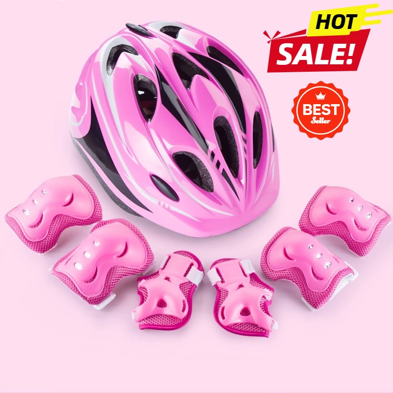 7PCS Helm Deker Sepeda Anak Alat Pelindung Sepatu Roda Alat Rekreasi Olahraga Outdoor decker lutut Buah Set