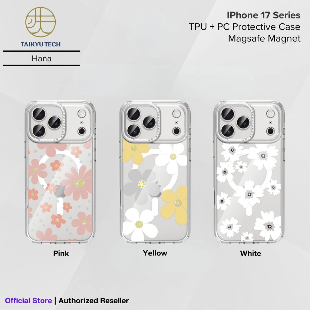 TAIKYU TECH Hana Magsafe Protective Case for iPhone 17 Pro / 17 Pro Max Casing Premium Floral Flower Case Original