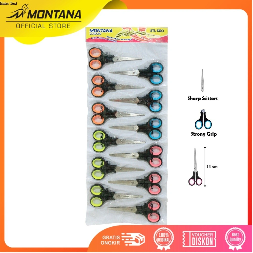 MONTANA Scissors Gunting Stainless Steel 14 Cm 12 Pcs Kuat Tajam Anti Karat STL-550/Lusin