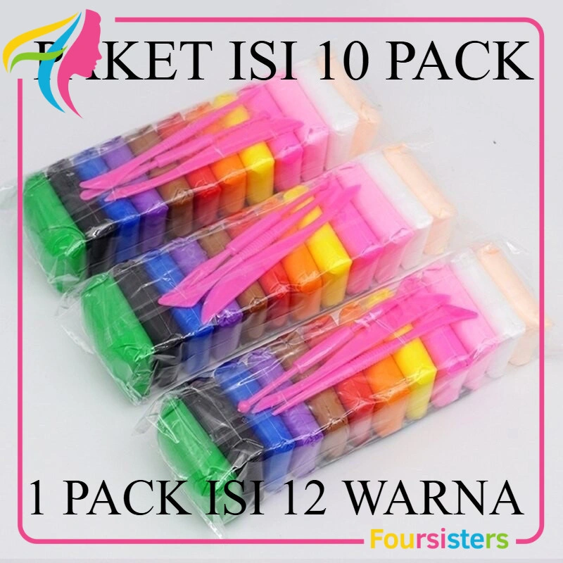 [FS] 10PACK Clay Press Mainan Edukasi Anak Plastisin Lilin Mainan Clay Polymailer 1 PACK Isi 12 Pcs Free Pisau Mainan