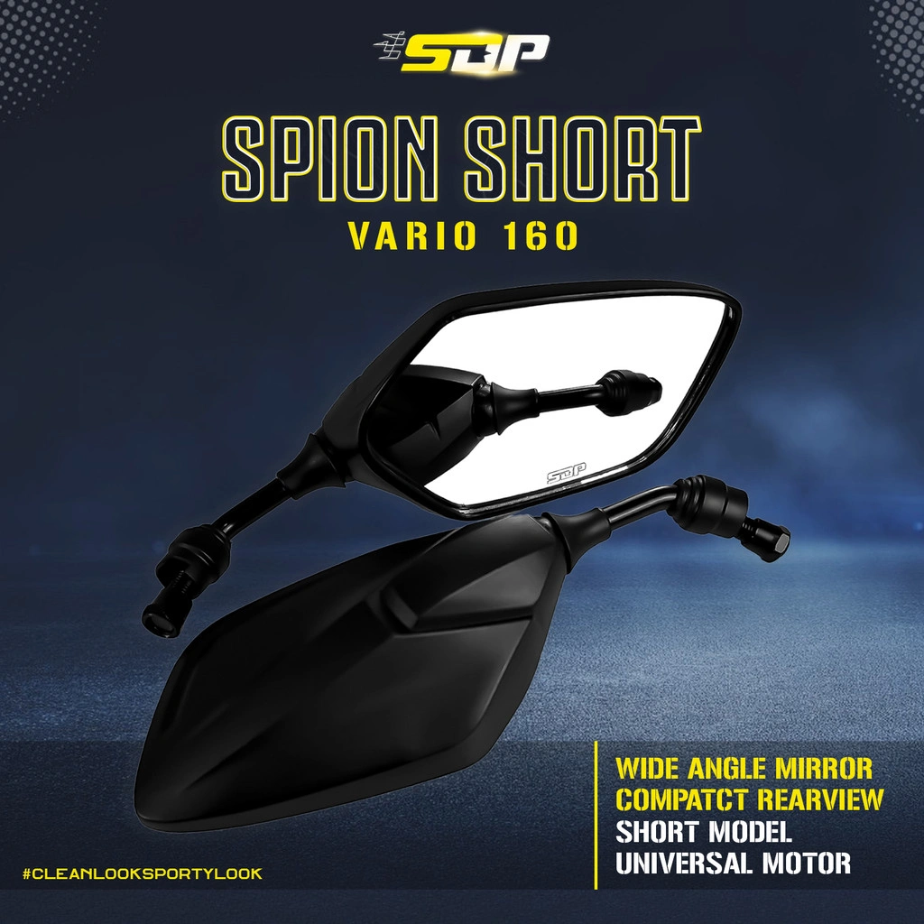 Spion Vario 160 / 125 Gen 2 – Tangkai Pendek, Kaca Bening Cembung Anti Blind Spot Universal