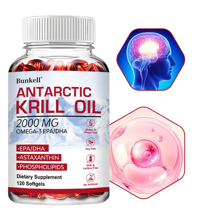 Bunkell Antarctic Krill Oil 2000 Mg Astaxanthin & Phospholipids 120 PcsCapsules - for Brain, Heart, Joint, Skin & Immune Support - Dietary Supplement