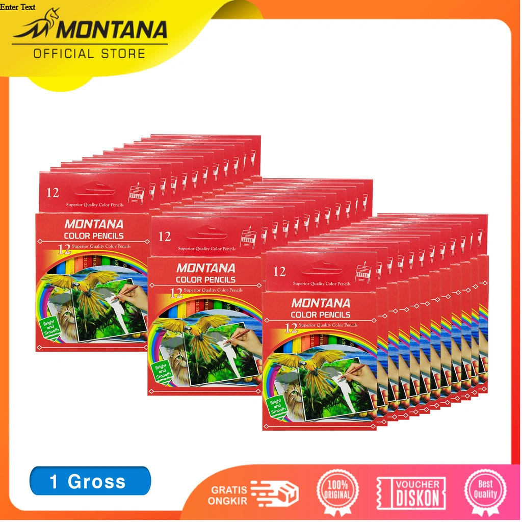 MONTANA Pensil Warna 1 Gross Superior Quality 12 Colored Pencils Long Lasting Bright Color TH-350