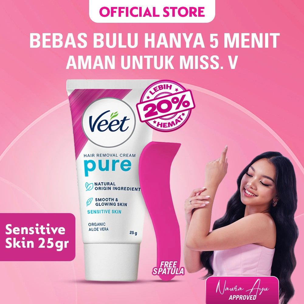 Veet Sensitive Skin Hair Removal Cream 25g – Krim Perontok Bulu Waxing Pencukur Penghilang Bulu