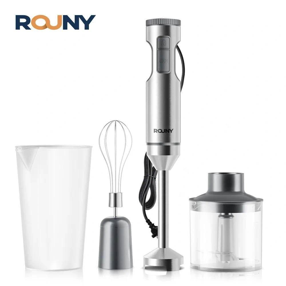 Rouny PHB H1 Powerful 4-in-1 Hand Immersion Blender Stainless Steel Stick Blender 700ml Mixing Beaker 500ml Food Processor Whisk