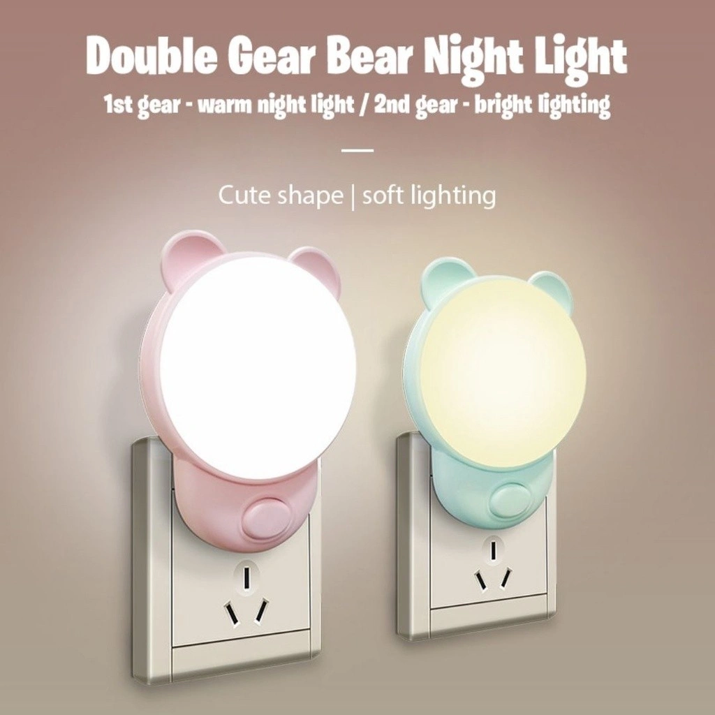 Kokomi Lampu Tidur Anak Karakter Beruang Colokan Lampu Malam LED Kamar Tidur