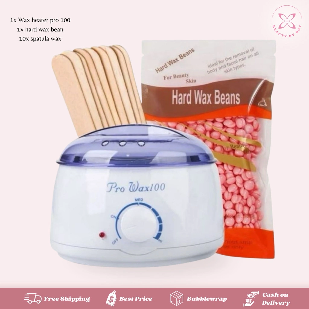 BeautyByNov - Waxing Penghilang Bulu Alat Waxing Penghilang Bulu Alat Waxing Pemanas Beserta Spatula Roller On Waxing Paket Hemat Waxing Pencabut Bulu Hard Wax Bean Depilatory