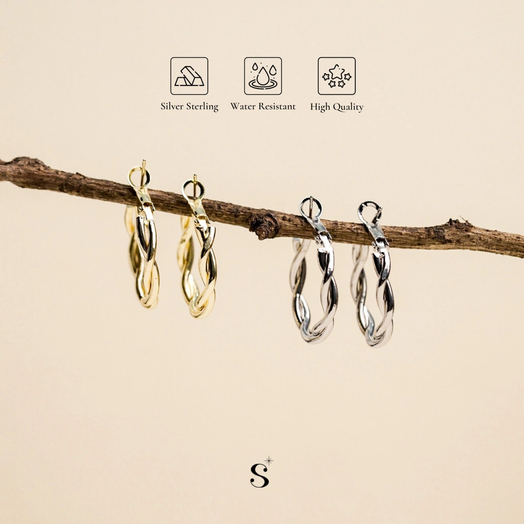 StuffiStalk - Latrice Anting Twist Hoop Korean Style Fresh & Sweet Elegant Look Copper Wanita