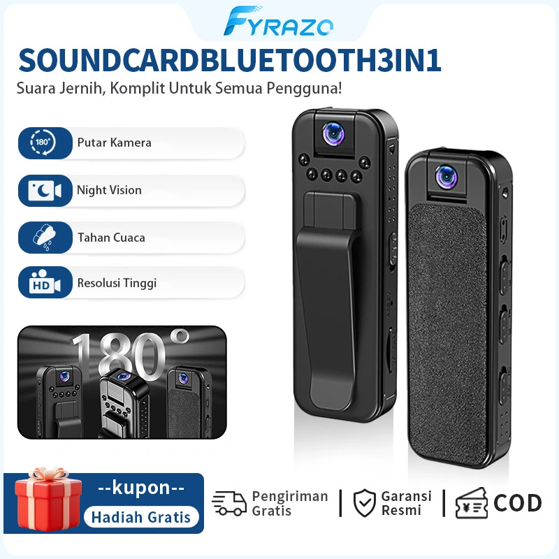 Kamera Perekam Aksi Jepit Ultra HD Perekam Video Kamera Anti-getar Penglihatan Malam Kamera Dada 4K Peralatan Perekaman Luar Ruangan Lensa Putar 180° Portabel Kamera Tubuh Nirkabel