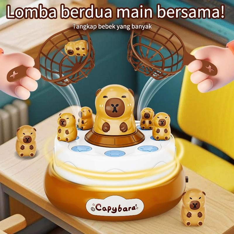 Mainan Lucu Capybara dengan Fungsi Edukasi – Set Permainan Tangkap Bola Melompat untuk Anak, Berinteraksi Lewat Musik, Mengembangkan Ketangkasan dan Koordinasi