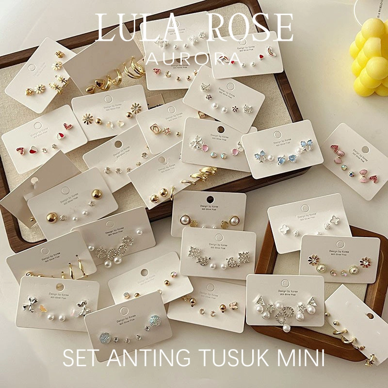 LULA ROSE Set Anting Tusuk Mini Resin Korea Imut Minimalis Ringan