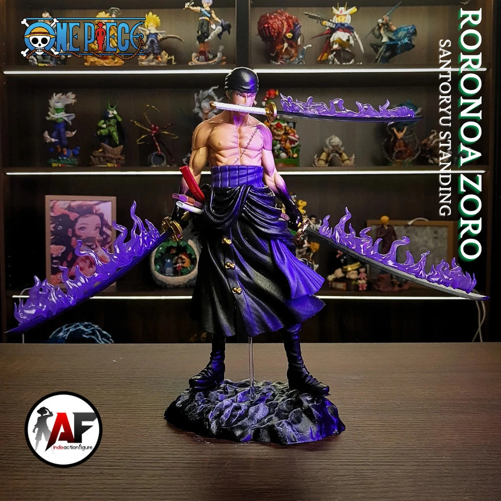 Statue Action Figure One Piece Roronoa Zoro Standing Santoryu Design Recast