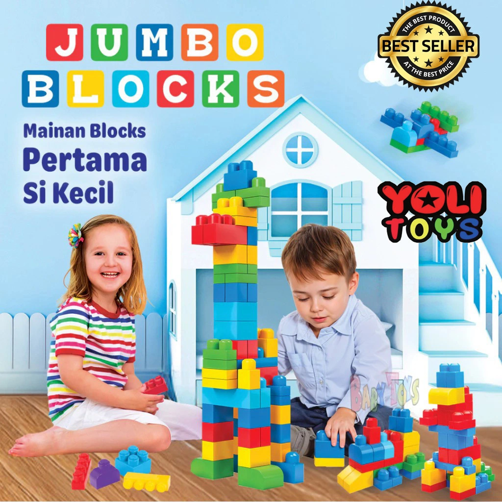 Yoli Toys - Mainan Anak Edukasi Kreatif Jumbo Blocks / Balok Susun Ukuran Besar / Education Toys / DIY Puzzle Balok Susun