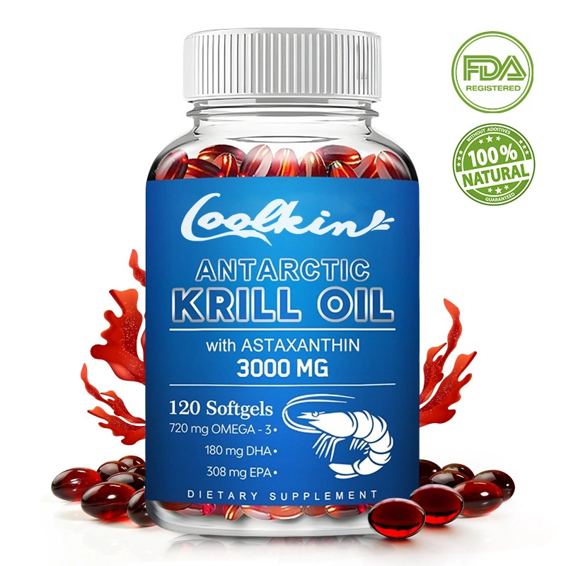Antarctic Krill Oil Capsules 3000MG Astaxanthin Supports cardiovascular, brain, joint and heart health Dietary Supplement 120pcs Minyak Krill Antartika Mendukung kesehatan kardiovaskular, otak, sendi dan jantung