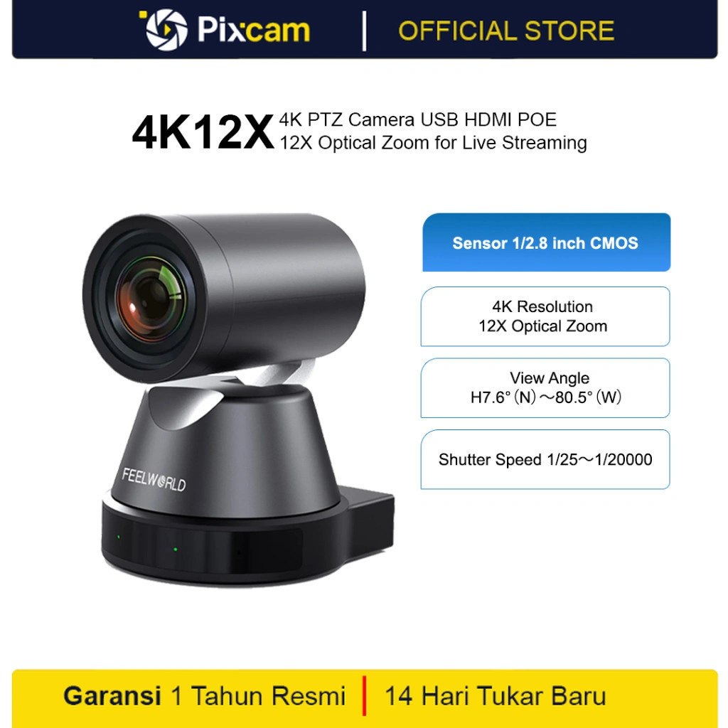 FEELWORLD 4K12X 4K PTZ Camera USB HDMI POE AI 12X Optical Zoom for Live Streaming