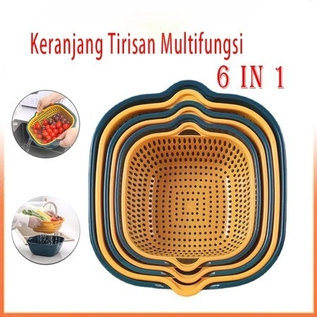 Clean Store Mall Perabot |Baskom Set Tempat Tirisan Sayuran Double Layers | Keranjang Saringan Serbaguna Wadah Cuci Buah Sayur 2 Layer