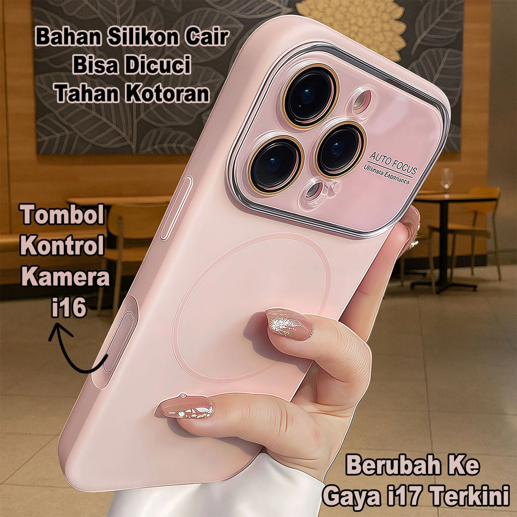 [Transform Into i17 ] Pink Anti-fouling Premium Beludru Softcase Lens Protection Casing Magnetic Silicone Soft Case with Magsafe for iPhone 13 14 15 16 PRO MAX Black 13PRO 14PRO 16PRO 15PRO Blue Green Cover