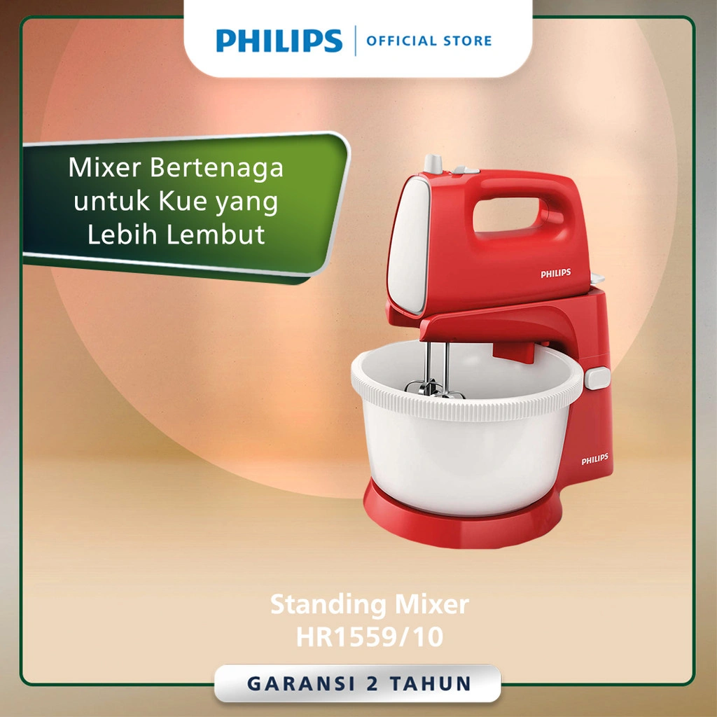 Mixer Philips - 2 Liter -  HR1559/10 - Stand Mixer -  Mikser Philips - Mixer Pencampur - Mixer Kue - Merah