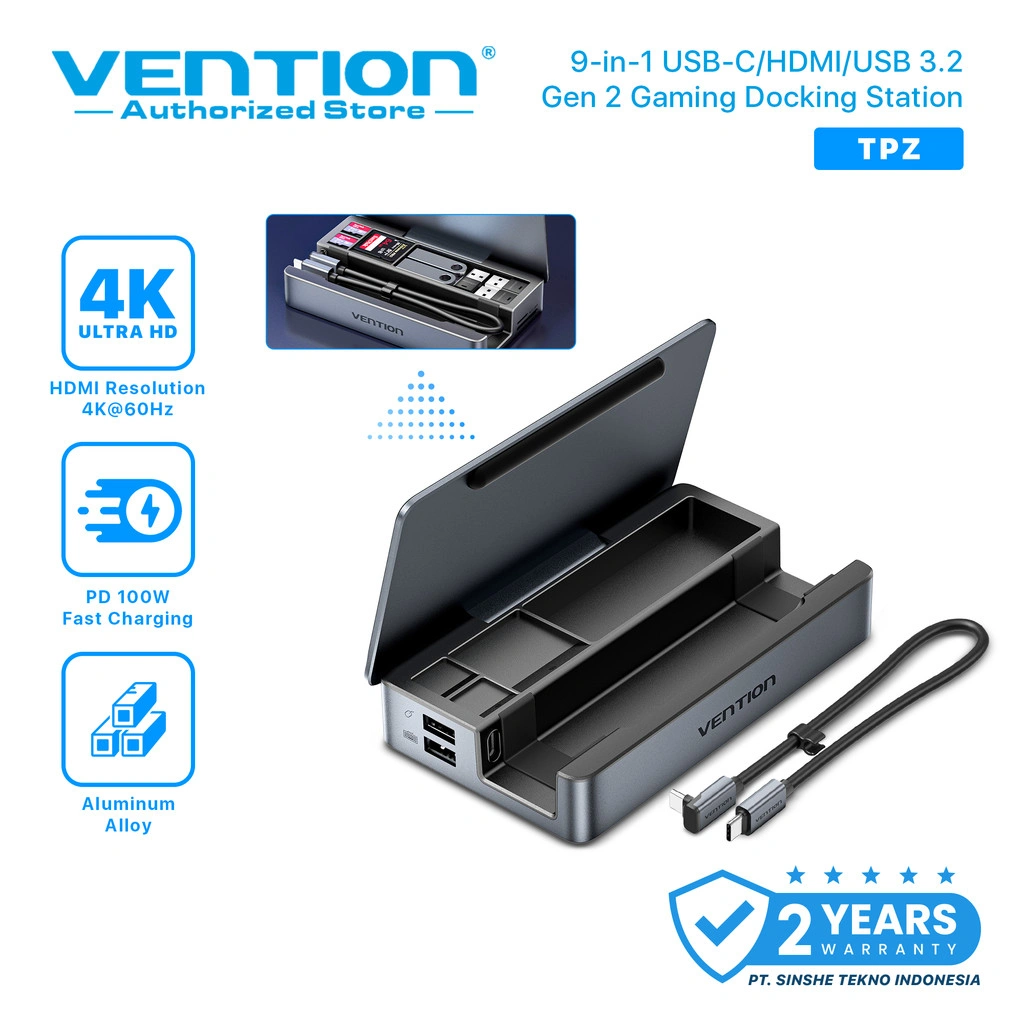 Vention USB-C Docking Station 9 Port Hub 4K HDMI Card Reader TF SD LAN RJ45 100W PD Gaming