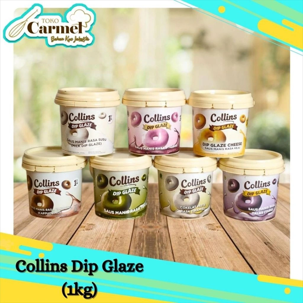 Collins Dip Glaze 1kg - Topping Dipping Spread Jam Rasa Chocolate Coklat Strawberry Tiramisu Green Tea Taro