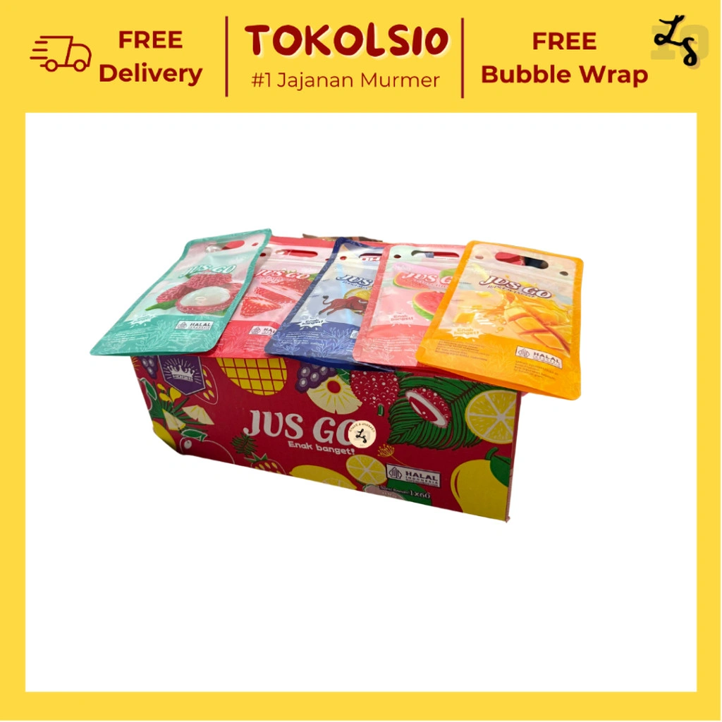 [1 DUS ISI 60 PCS] Hoshi Jus Go Minuman Sirup Rasa Mangga/Jambu/Leci/Stroberi/Mix Fruit 30gr