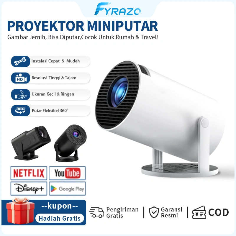 Ready HY300 Pro Proyektor 4K Kamar Tidur Rumah Proyektor 5G Kotak Android Kotak Android Teater Rumah TV Kecil Lcd smart  proyektor  hy300 Projector smart  proyektor proyektor  murah