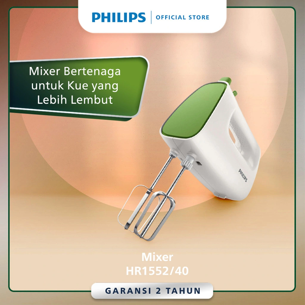 Mixer Philips - HR1552/40 - Hand Mixer - Mikser Philips - Mixer Pencampur - Mixer Kue - Hijau