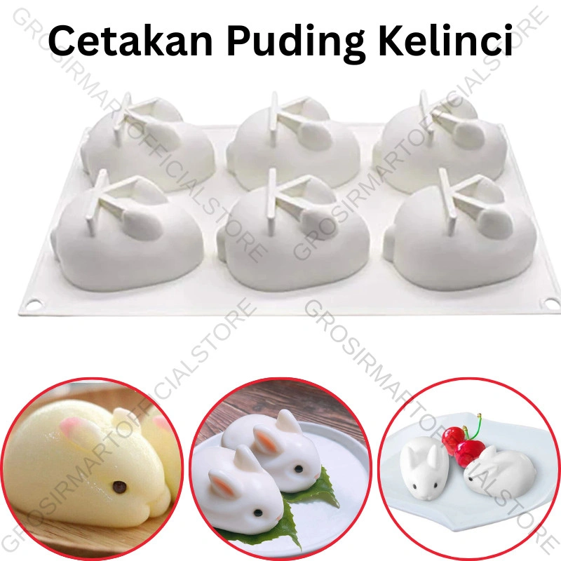 GM Cetakan Puding Kelinci Imut Lucu Bahan Silikon Food Grade / Cetakan Jelly Agar Cokelat Hiasan Kue Ulang Tahun