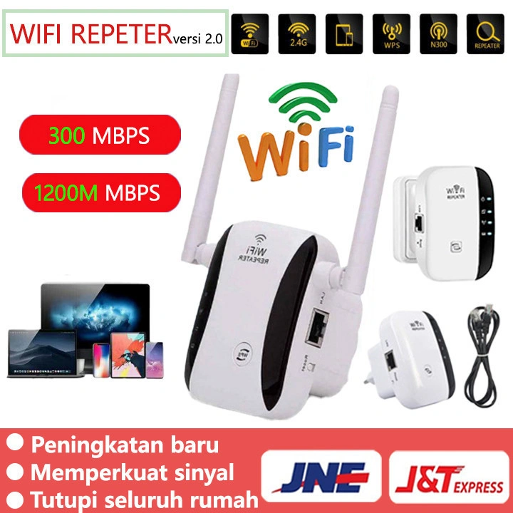 5GHz WiFi Repeater 1200Mbps Wireless Wifi Range Extender 2.4G WiFi Booster 2/4/6/8 Antena Eksternal Penguat Router Plug and Play Sinyal Penetrasi Dinding Kuat Dan Stabil