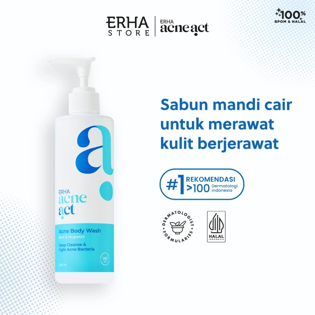 ERHA Acneact Body Wash BHA & Mugworth 240 ml - Sabun Badan Jerawat Punggung | BHA | Sulfur