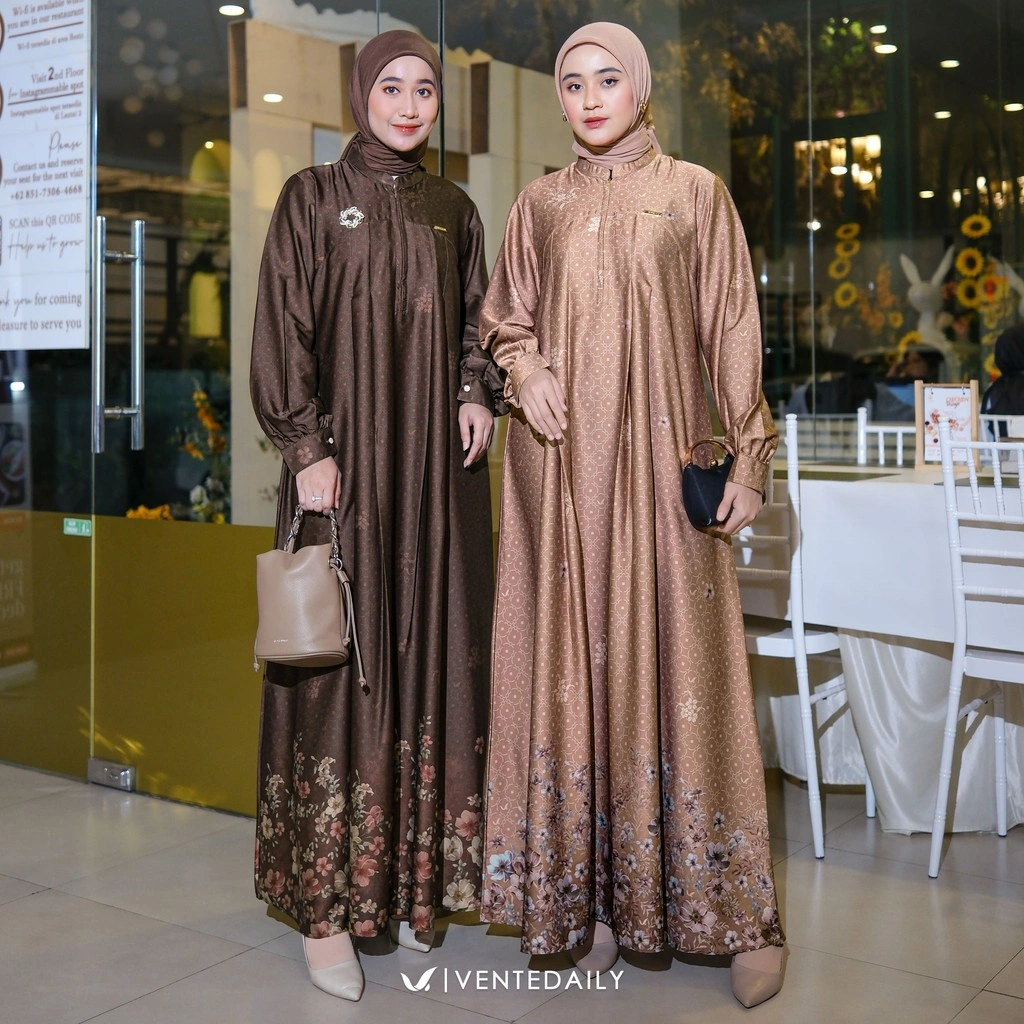 Ventedaily - Adila Gamis Kondangan Jumbo Wanita Kekinian Dress Pesta Seserahan Elegan