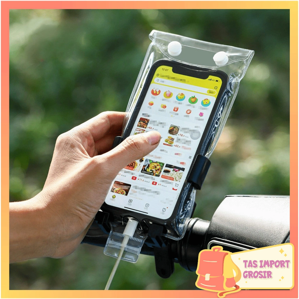 Tas Import -  6739 Pelindung HP Anti Air Polos / Sarung HP Waterproof Motor / Waterproof Case HP Motor / Cover Hp Waterproof Transparant
