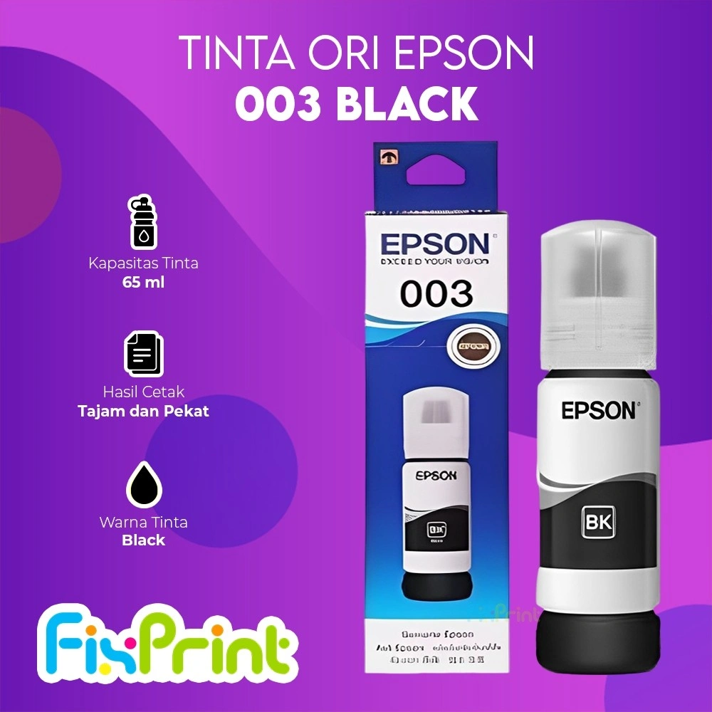 FixPrint Tinta Printer Isi Ulang Epson 003 Black Cyan Magenta Yellow - Original
