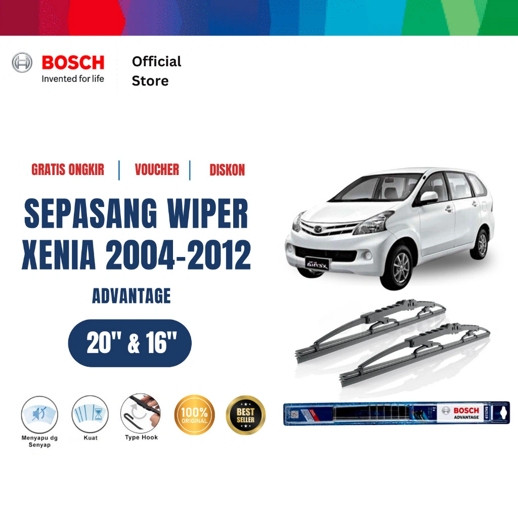 Bosch Sepasang Wiper Kaca Mobil Daihatsu Xenia Advantage 20 dan 16 Inci