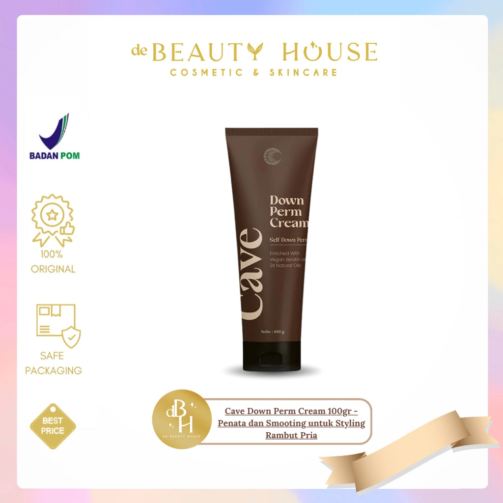 Cave Down Perm Cream 100gr - Gel Down Penata dan Smooting untuk Styling Rambut Pria