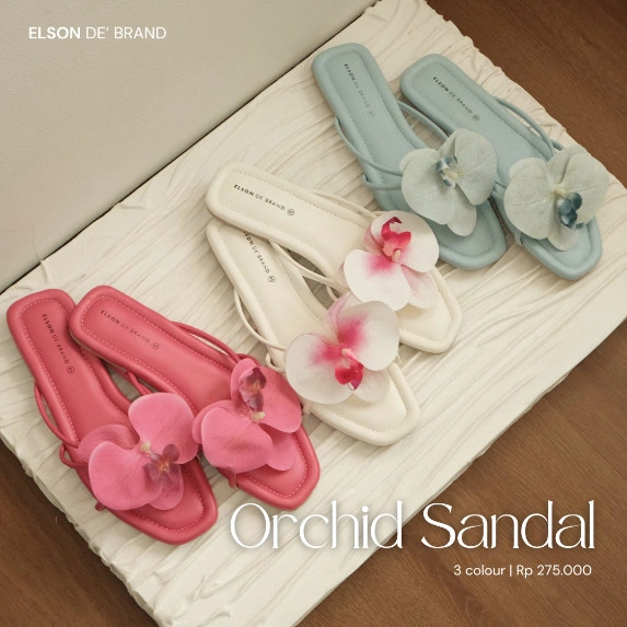 ELSON Orchid Sandal Flat Wanita Bunga Anggrek Elegan Nyaman Anti Slip