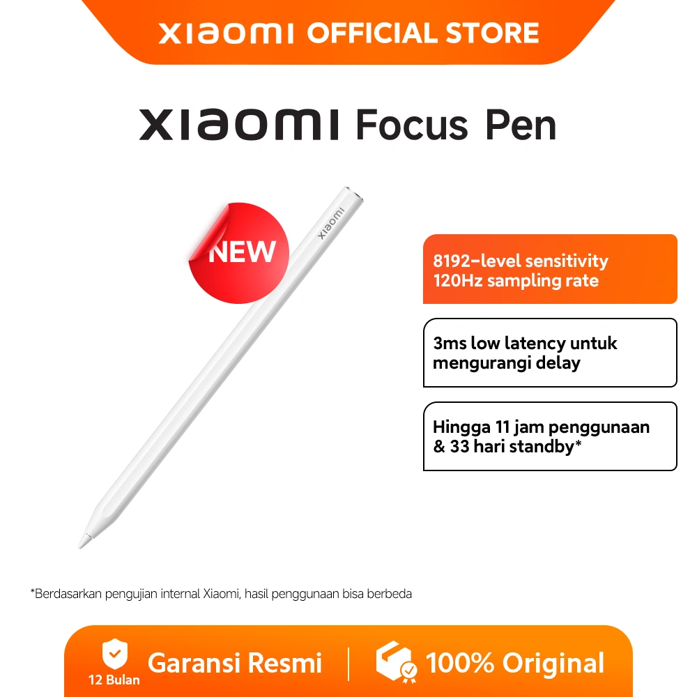 Xiaomi Focus Pen | 8192-level sensitivity | 120Hz sampling rate | 3ms low latency |11 jam penggunaan & 33 hari standby [Official Store]