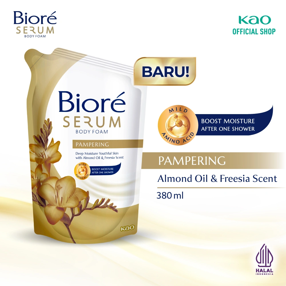 Biore Serum Sabun Mandi Cair 2X Melembapkan Kulit Sejak Pemakaian Pertama Pampering 380ml