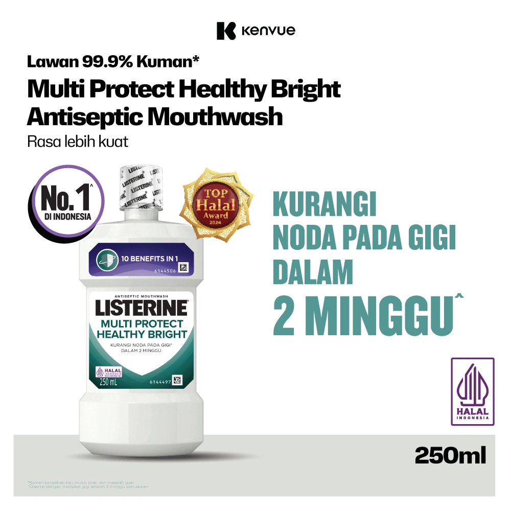 LISTERINE Healthy Bright Antiseptic Mouthwash / Obat Kumur Antiseptik - 250 ml