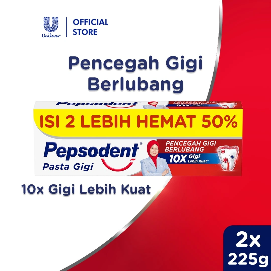 Pepsodent Pasta Gigi Pencegah Gigi Berlubang 225g Value Pack