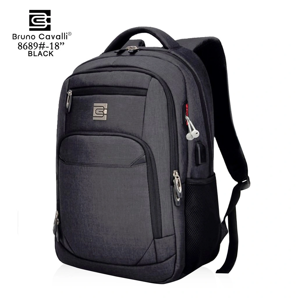 Bruno Cavalli Forte s 8689 26L Tas Ransel Laptop Anti Air Gratis Rain Cover dan USB Port Extension Tas Ransel Pria