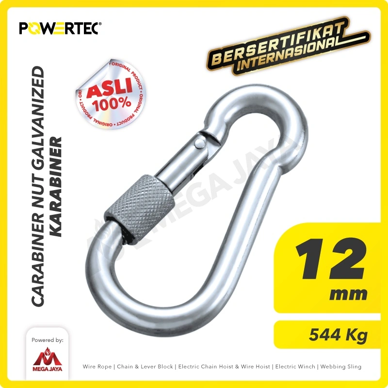 POWERTEC Carabiner / Karabiner Nut Galvanized 12 mm