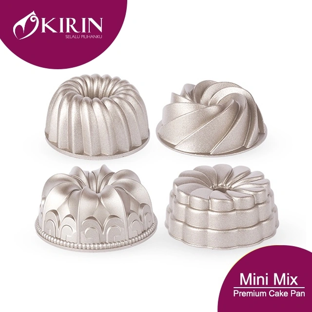 KIRIN PREMIUM CAKE PAN DIE CAST LOYANG KUE MINI MIX CHAMPAGNE GOLD 10CM