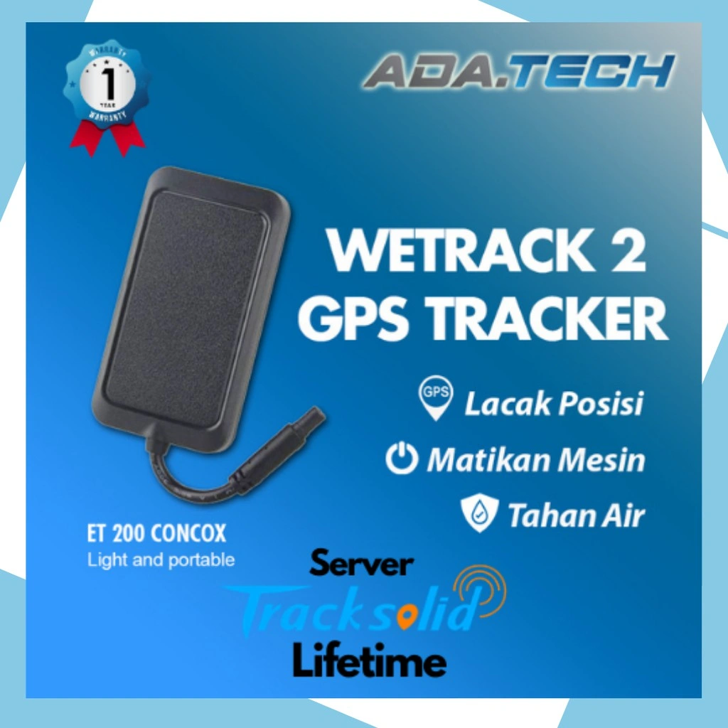 Paket GPS Tracker Mobil Motor Wetrack 2 ET200 Concox + Simcard HALO + Tracksolid Lifetime Motor GARANSI