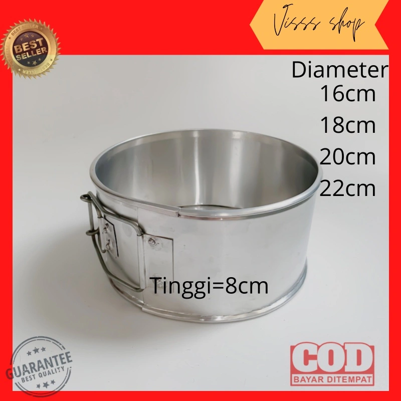 Loyang Bongkar Pasang Bulat Cheese Cake Aluminium Tinggi 8 Cm Diameter 14 16 18 20 22 Cm  Cetakan Kue Bolu