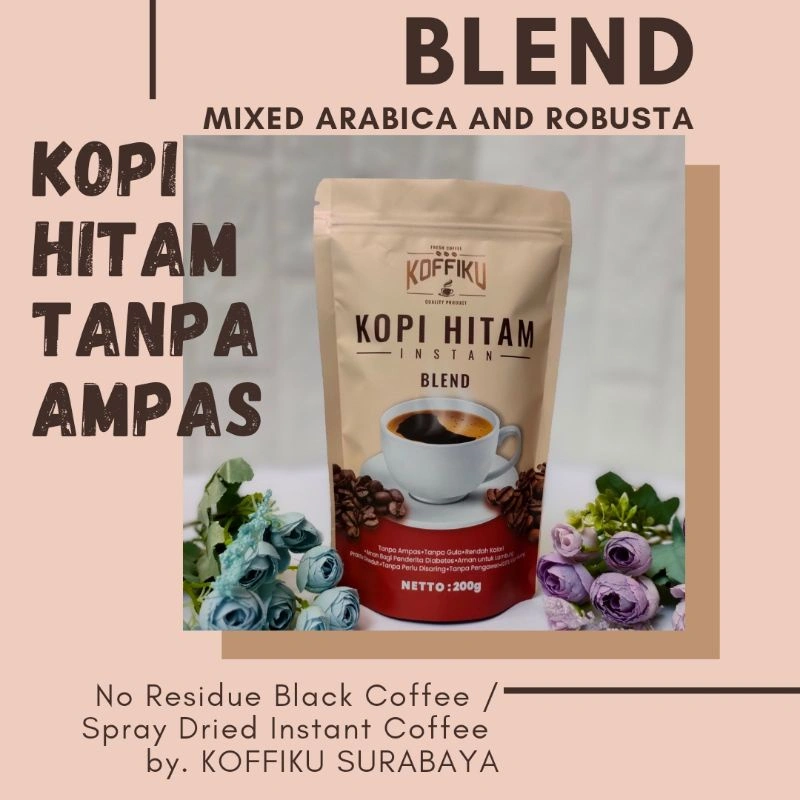 Jual Kopi Hitam Instant [BLEND]/ Spray Dried Instant Coffee/ Kopi Hitam Tanpa Ampas 200 gram