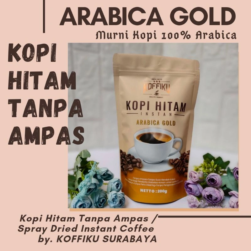 KOFFIKU [ARABICA GOLD] Spray Dried Instant Coffee/ Kopi Tanpa Ampas 200 gram Murah Surabaya