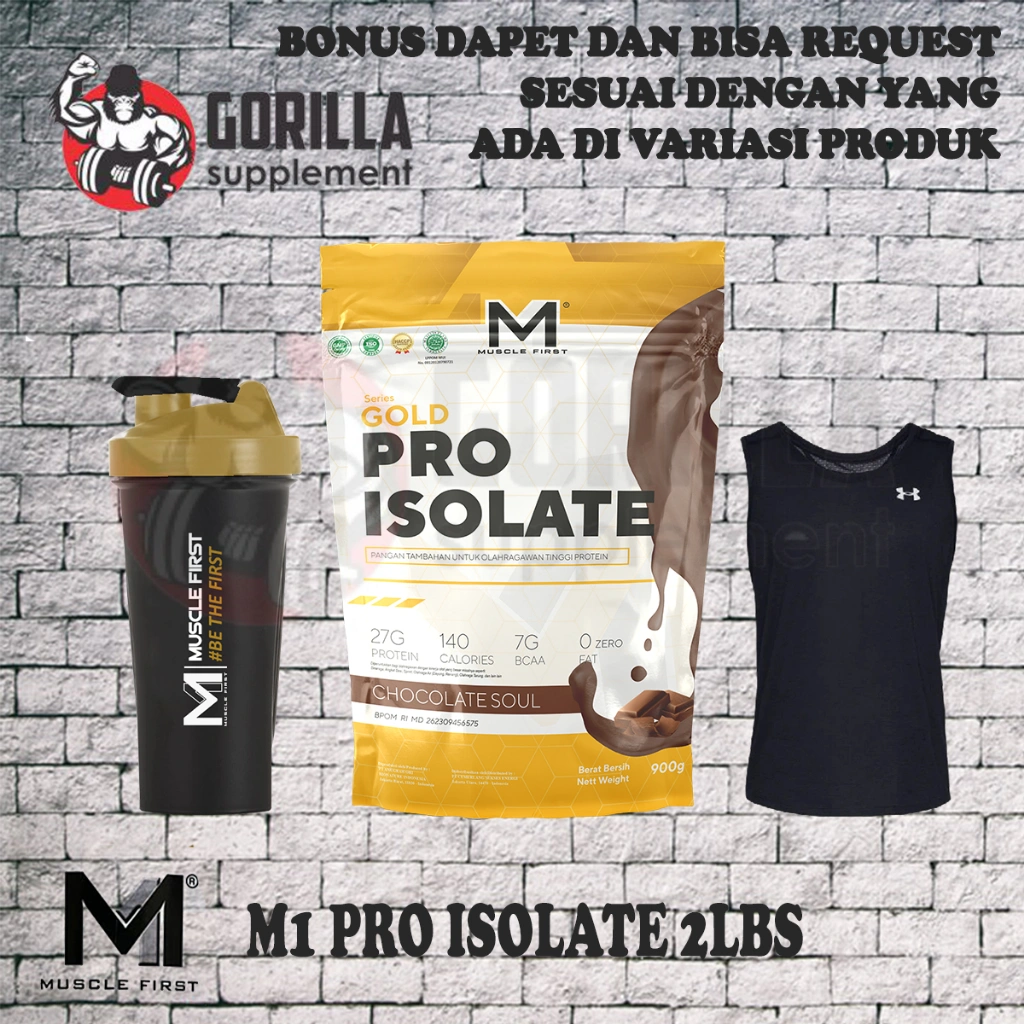 MUSCLE FIRST Pro Isolate 2lbs / 900 Gram Whey Protein Isolate BPOM & HALAL M1