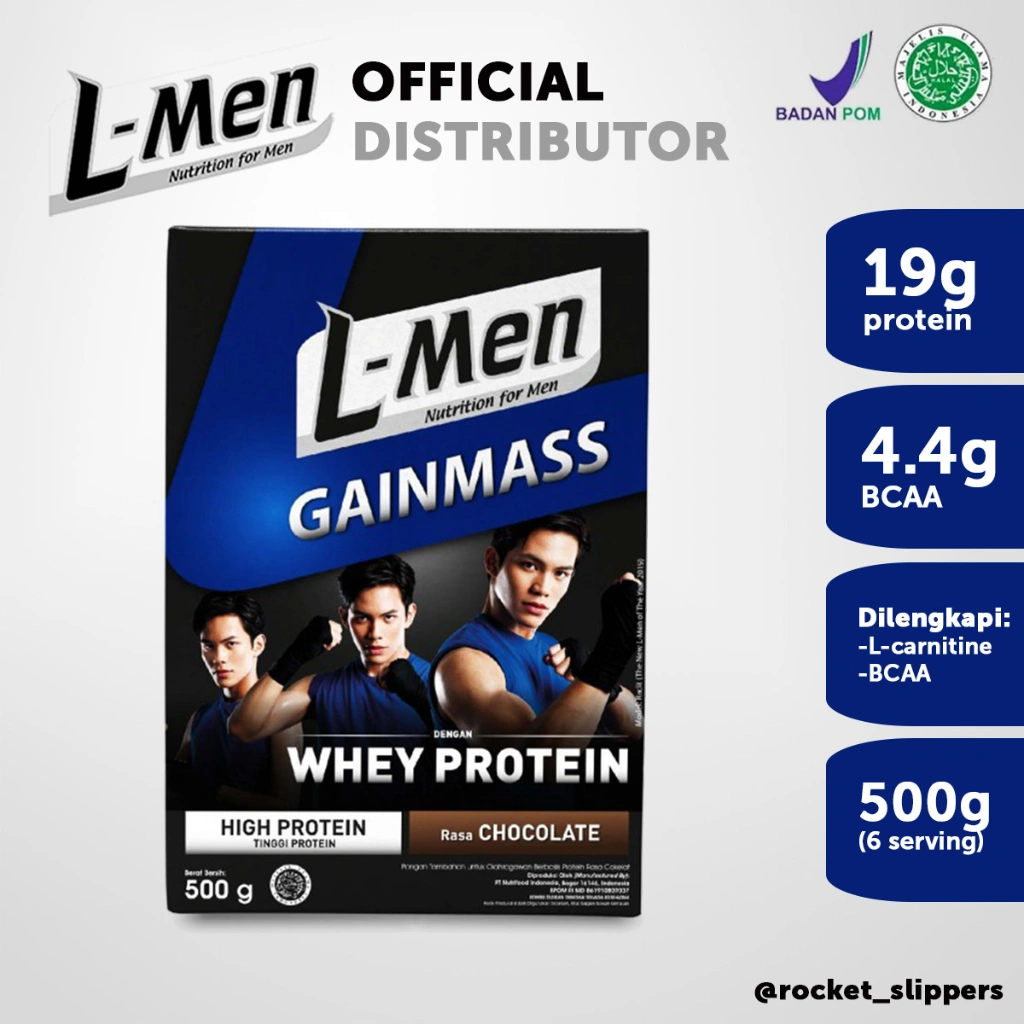 L-Men Gain Mass 500 gram & 800 gram - Lmen GainMass Suplemen Penambah Massa Otot Tinggi Whey Protein
