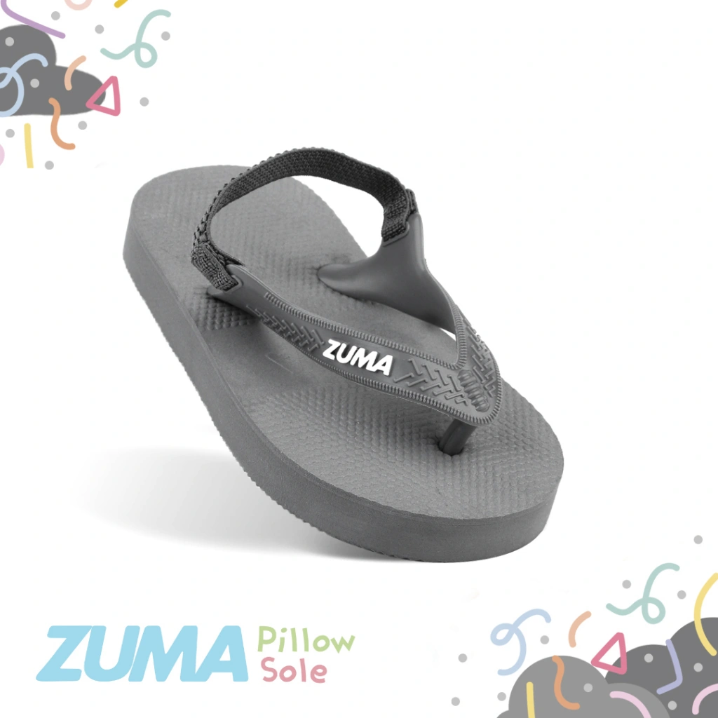 Zuma Baby Classic 6 Grey, Sandal Jepit Bayi Karet Tali Belakang, Abu-Abu